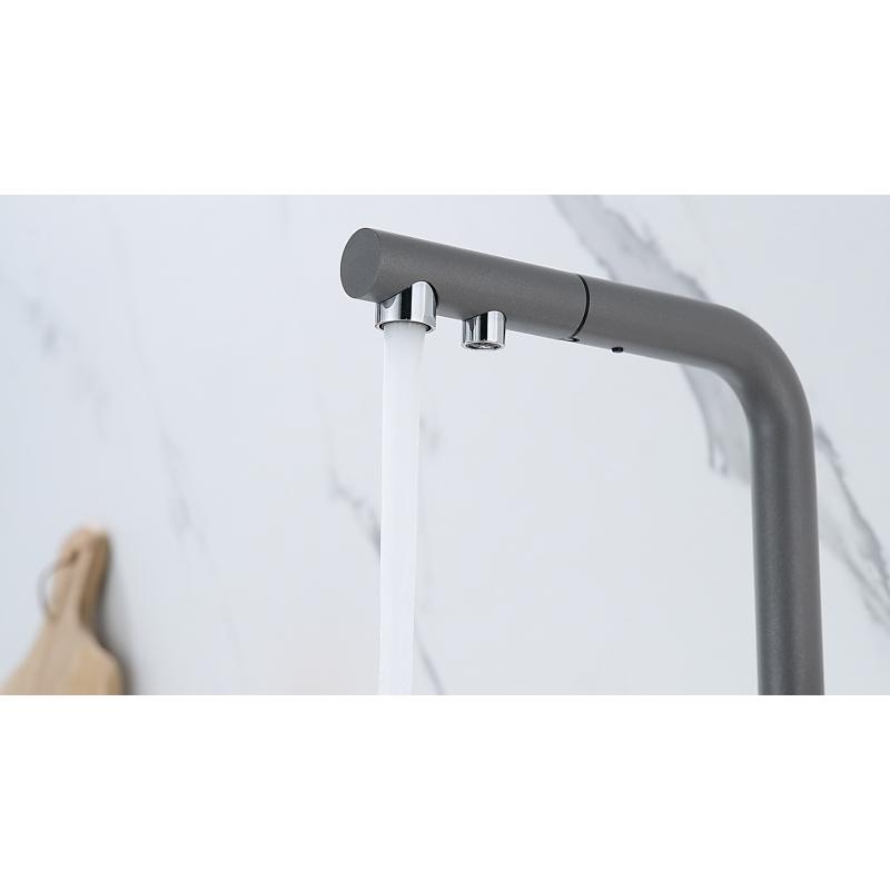 Смеситель для кухни Paulmark Serpentine Se213222-GRM Серый металлик