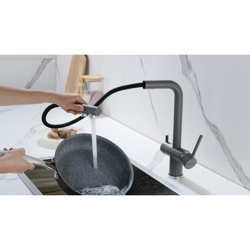 Смеситель для кухни Paulmark Serpentine Se213222-GRM Серый металлик