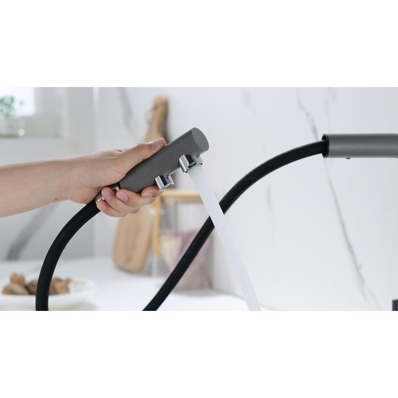 Смеситель для кухни Paulmark Serpentine Se213222-GRM Серый металлик