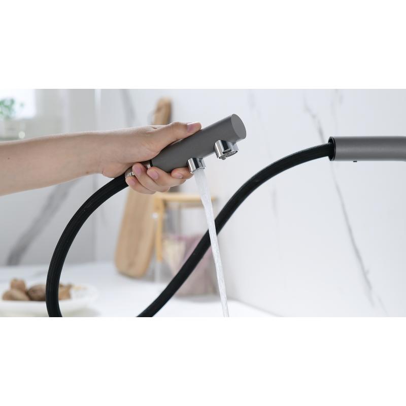 Смеситель для кухни Paulmark Serpentine Se213222-GRM Серый металлик