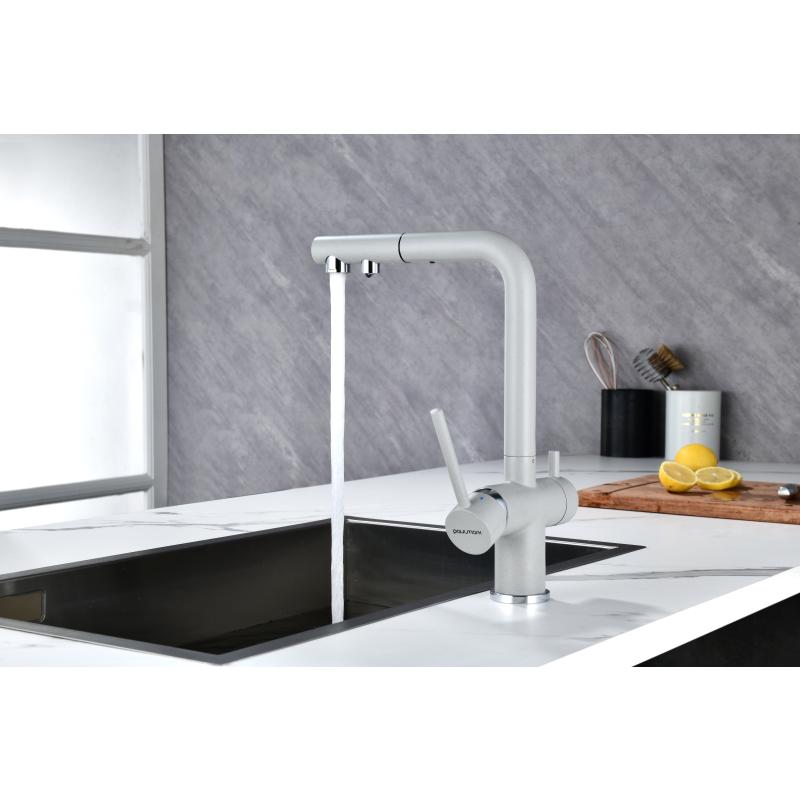 Смеситель для кухни Paulmark Serpentine Se213222-GRS Серый дым