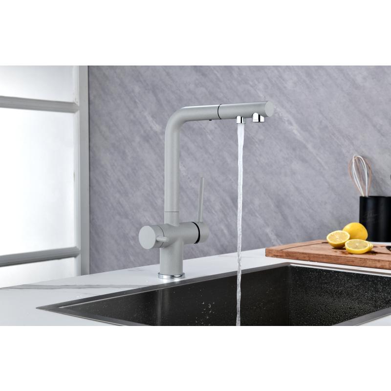 Смеситель для кухни Paulmark Serpentine Se213222-GRS Серый дым