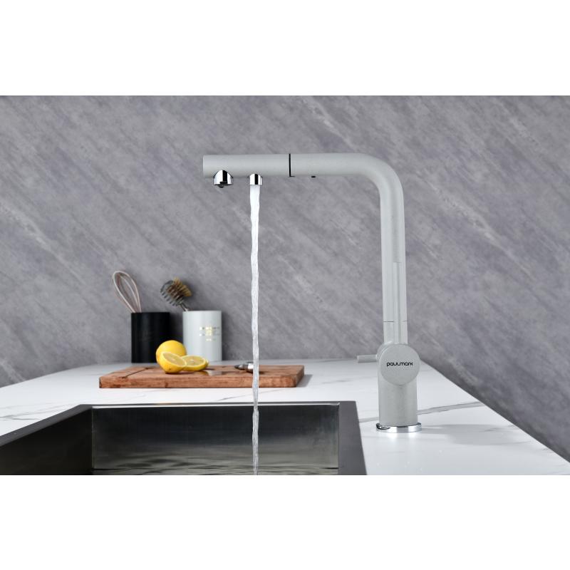 Смеситель для кухни Paulmark Serpentine Se213222-GRS Серый дым