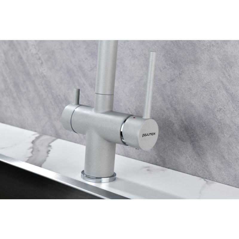 Смеситель для кухни Paulmark Serpentine Se213222-GRS Серый дым