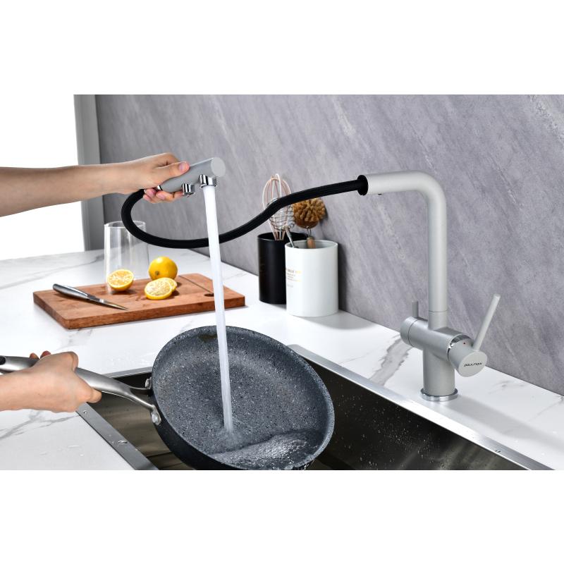 Смеситель для кухни Paulmark Serpentine Se213222-GRS Серый дым