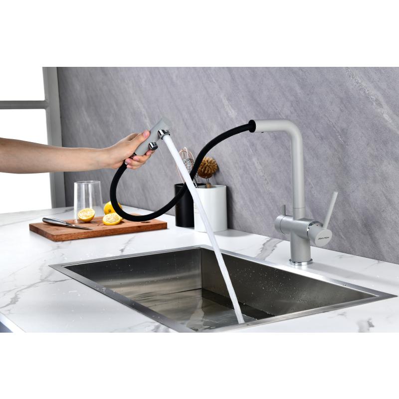 Смеситель для кухни Paulmark Serpentine Se213222-GRS Серый дым