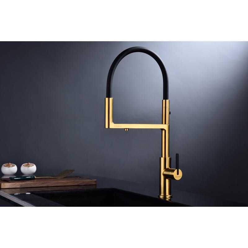 Смеситель для кухни Paulmark Tornado To213402-BG Брашированное золото