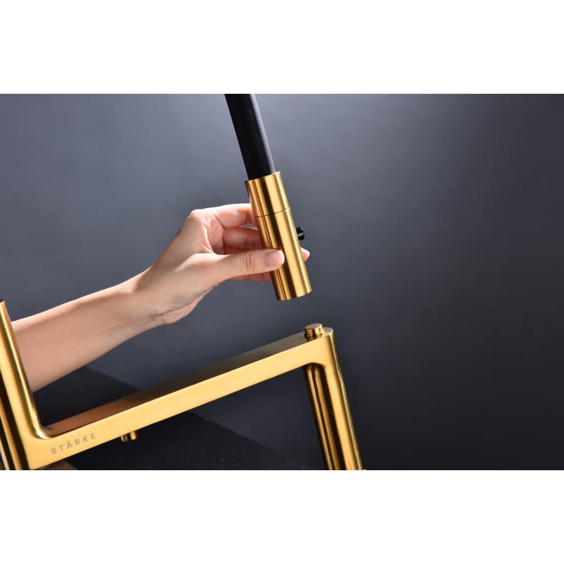 Смеситель для кухни Paulmark Tornado To213402-BG Брашированное золото