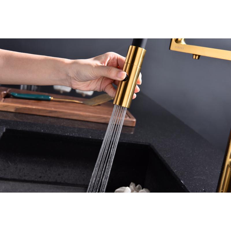 Смеситель для кухни Paulmark Tornado To213402-BG Брашированное золото