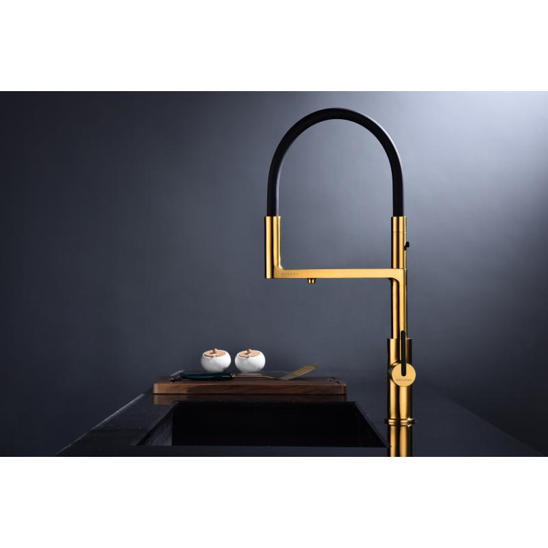 Смеситель для кухни Paulmark Tornado To213402-BG Брашированное золото