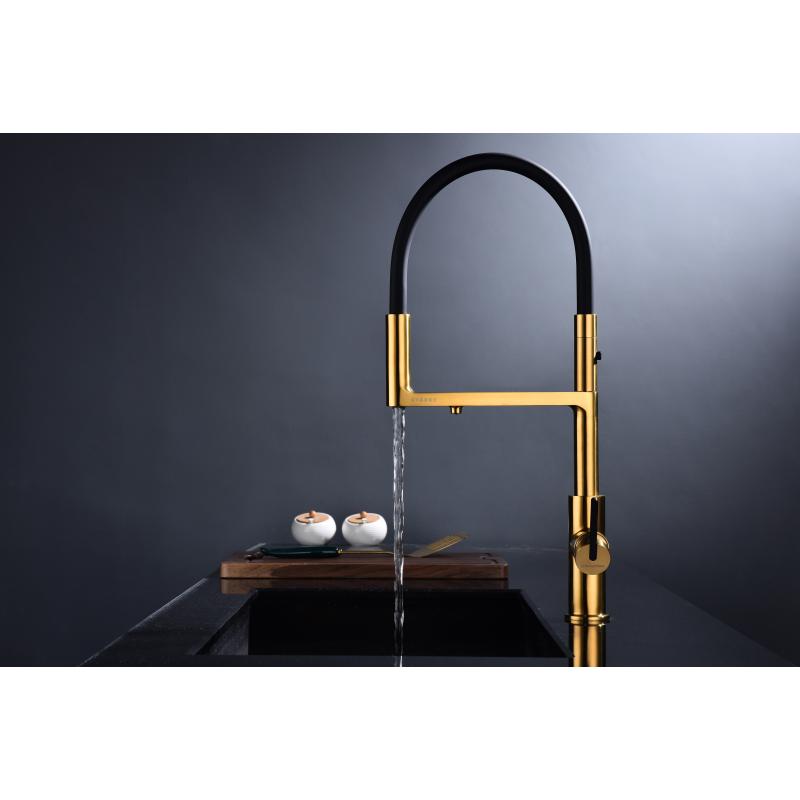 Смеситель для кухни Paulmark Tornado To213402-BG Брашированное золото