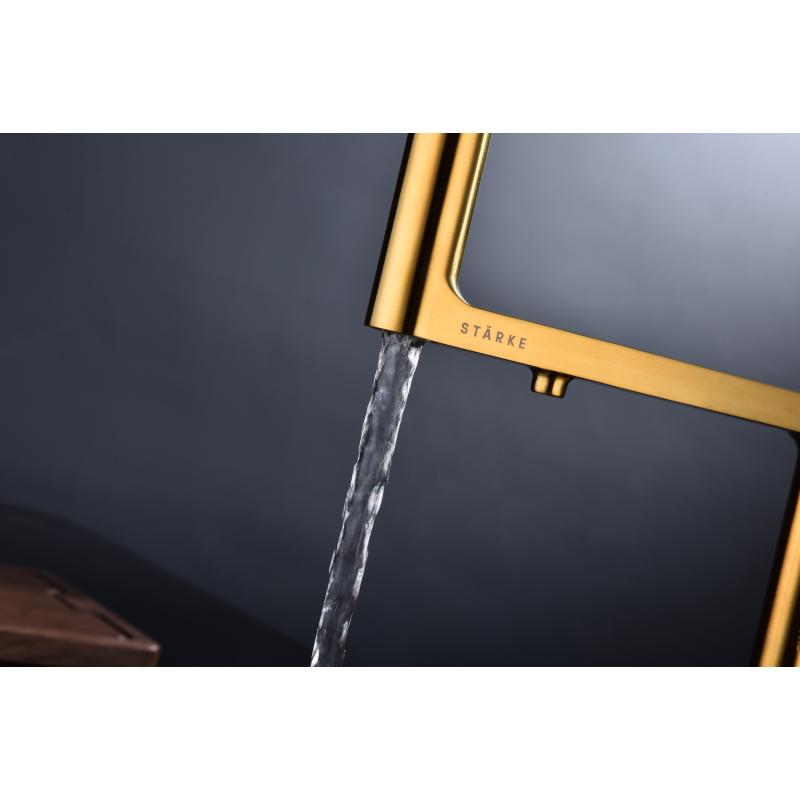 Смеситель для кухни Paulmark Tornado To213402-BG Брашированное золото