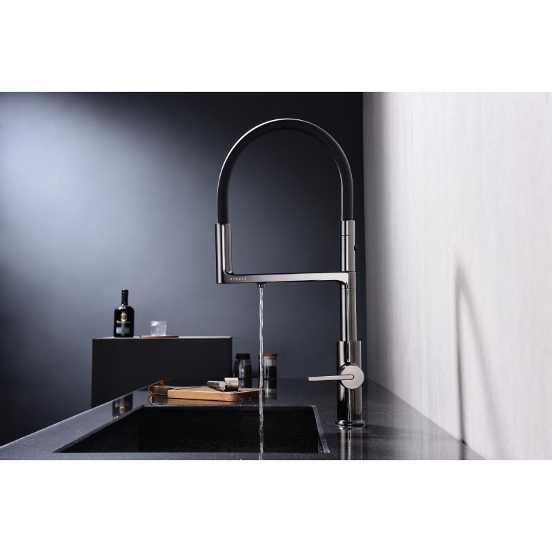 Смеситель для кухни Paulmark Tornado To213402-GB Черный глянцевый