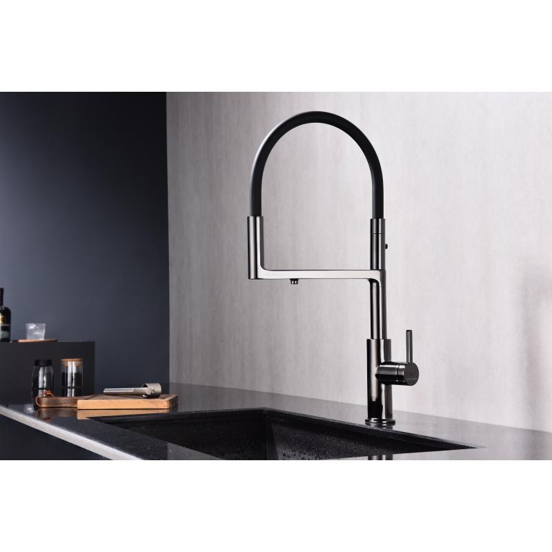 Смеситель для кухни Paulmark Tornado To213402-GB Черный глянцевый