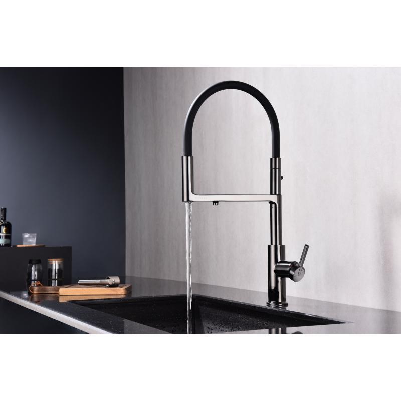 Смеситель для кухни Paulmark Tornado To213402-GB Черный глянцевый