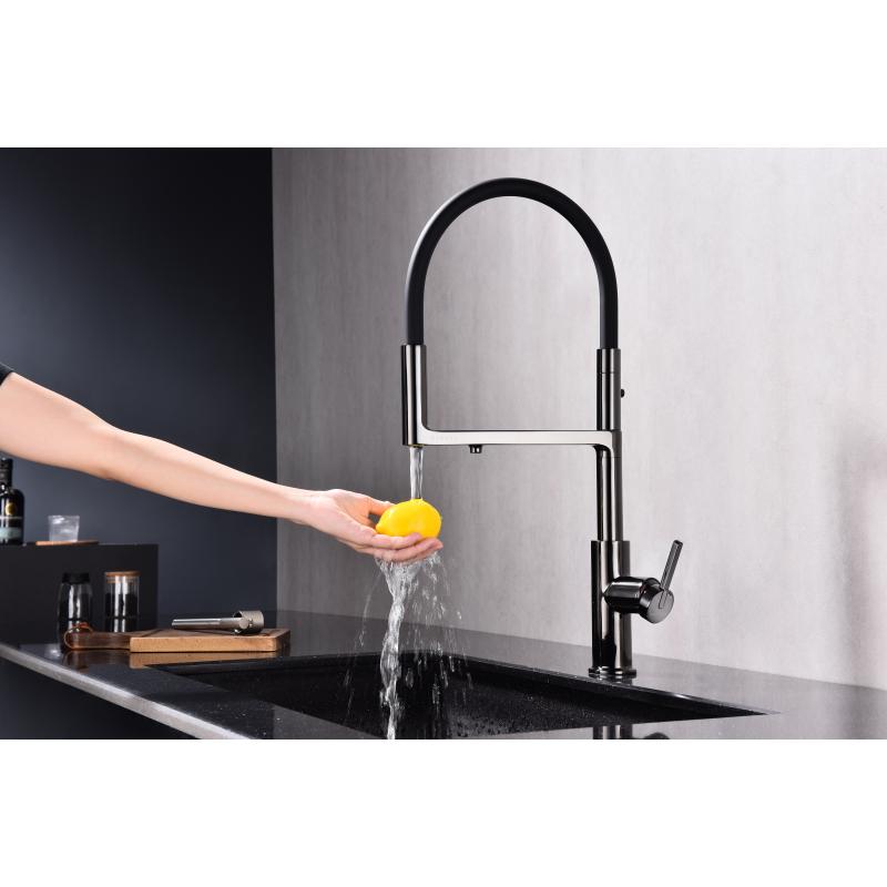 Смеситель для кухни Paulmark Tornado To213402-GB Черный глянцевый