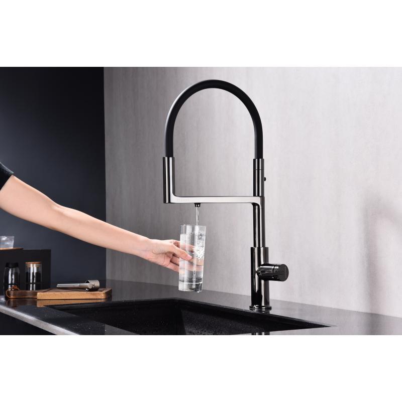 Смеситель для кухни Paulmark Tornado To213402-GB Черный глянцевый