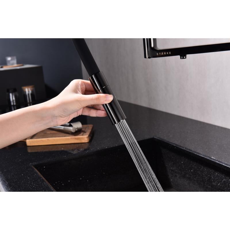 Смеситель для кухни Paulmark Tornado To213402-GB Черный глянцевый