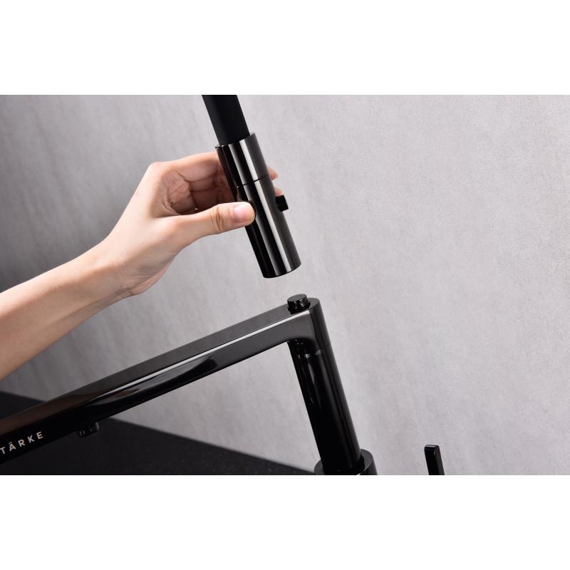 Смеситель для кухни Paulmark Tornado To213402-GB Черный глянцевый