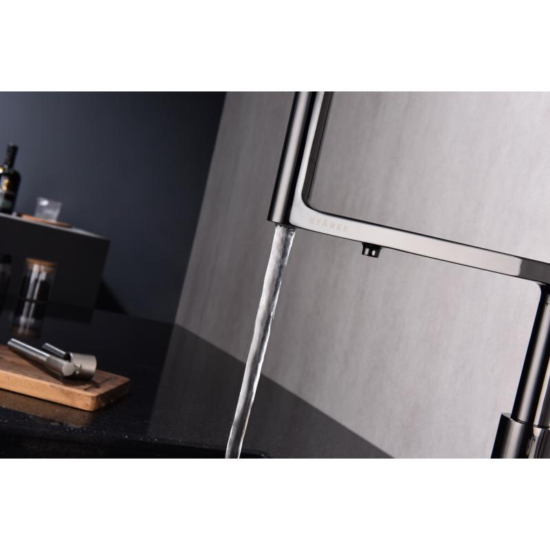 Смеситель для кухни Paulmark Tornado To213402-GB Черный глянцевый