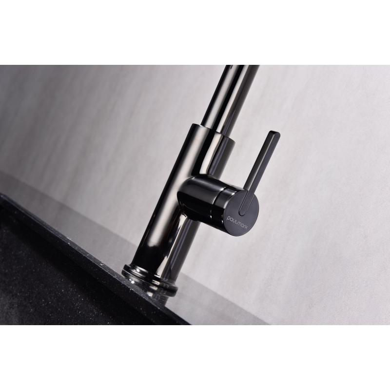 Смеситель для кухни Paulmark Tornado To213402-GB Черный глянцевый