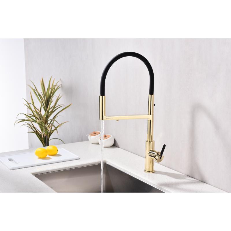 Смеситель для кухни Paulmark Tornado To213402-G Золото