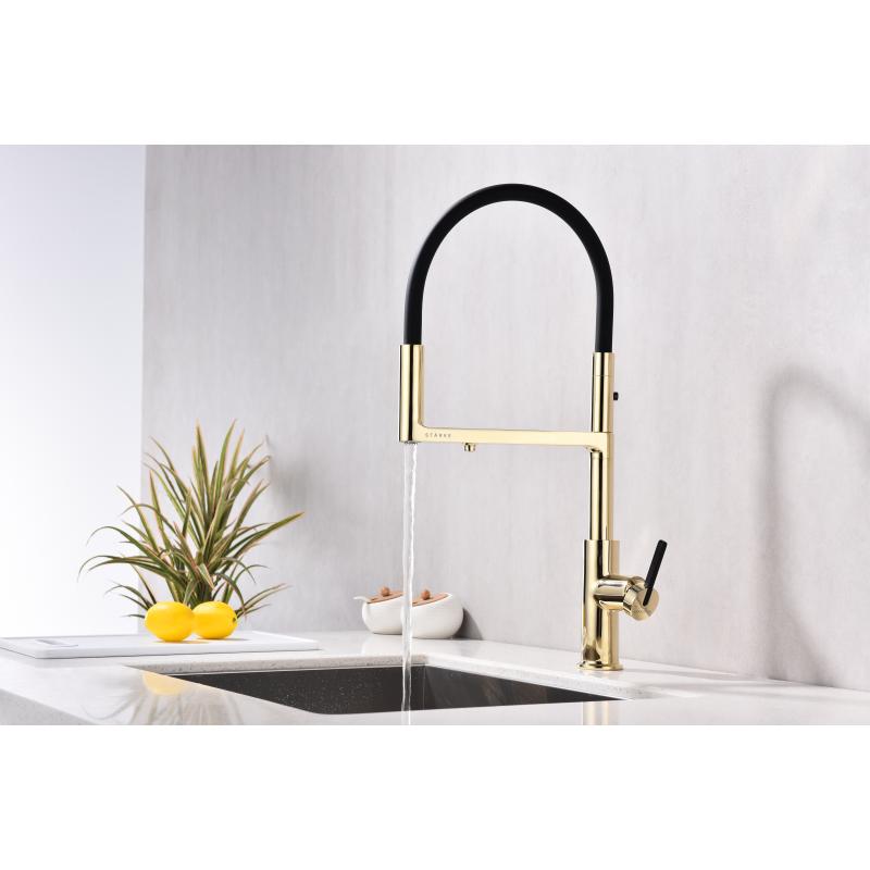 Смеситель для кухни Paulmark Tornado To213402-G Золото