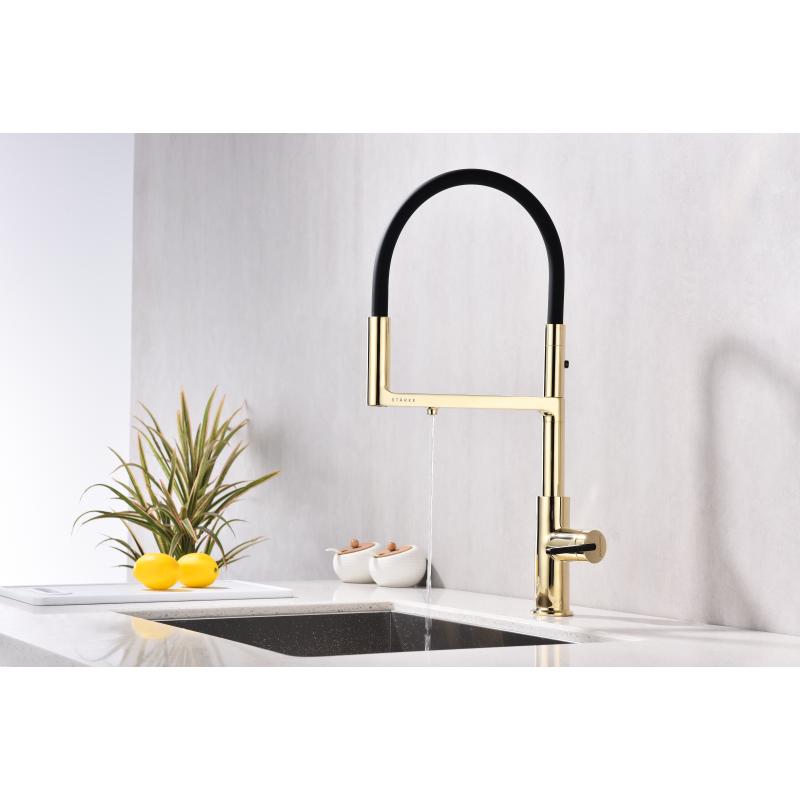 Смеситель для кухни Paulmark Tornado To213402-G Золото