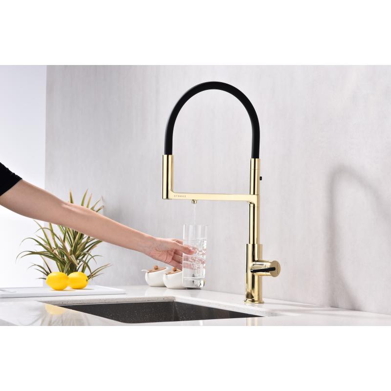 Смеситель для кухни Paulmark Tornado To213402-G Золото