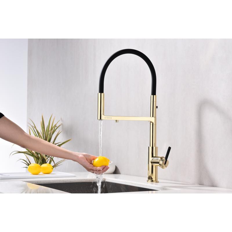 Смеситель для кухни Paulmark Tornado To213402-G Золото