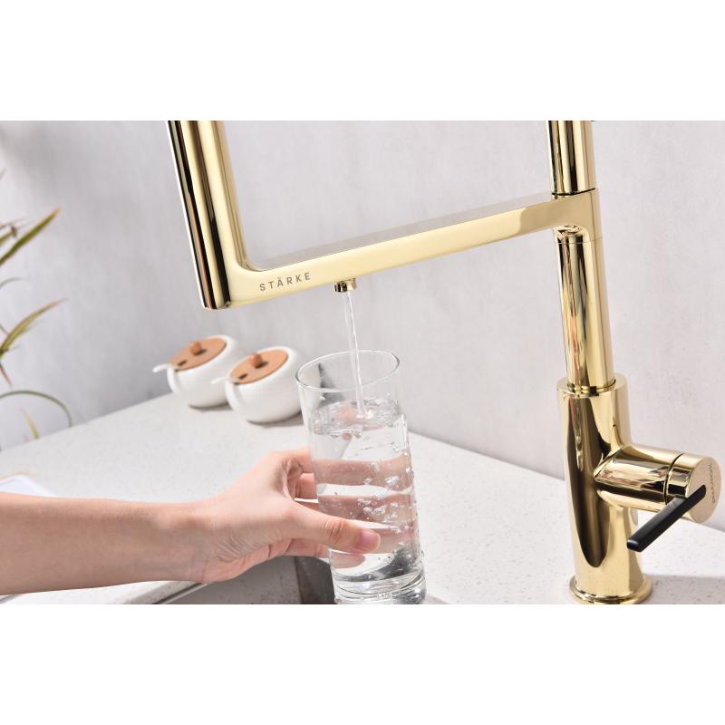 Смеситель для кухни Paulmark Tornado To213402-G Золото