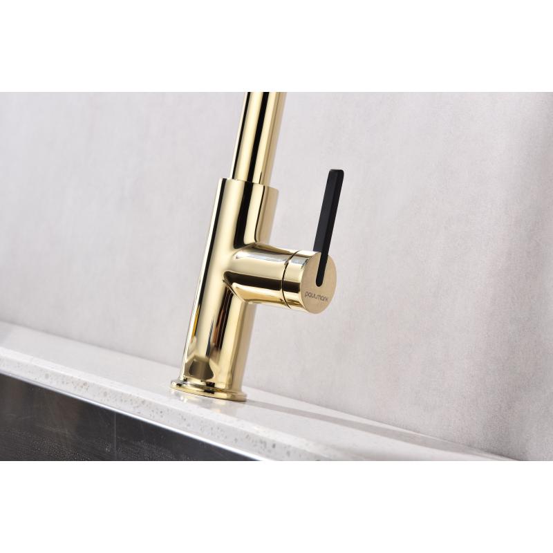 Смеситель для кухни Paulmark Tornado To213402-G Золото