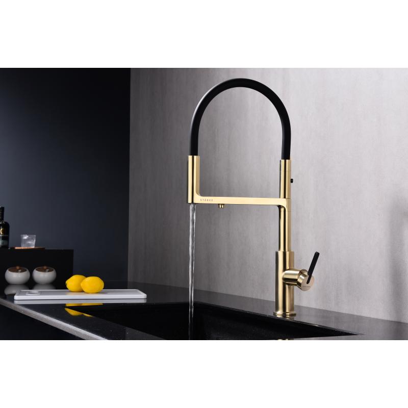 Смеситель для кухни Paulmark Tornado To213402-SBG Светлое брашированное золото