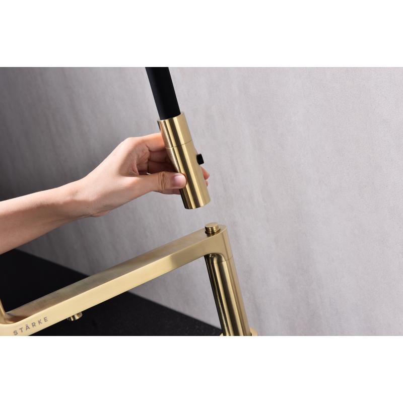 Смеситель для кухни Paulmark Tornado To213402-SBG Светлое брашированное золото