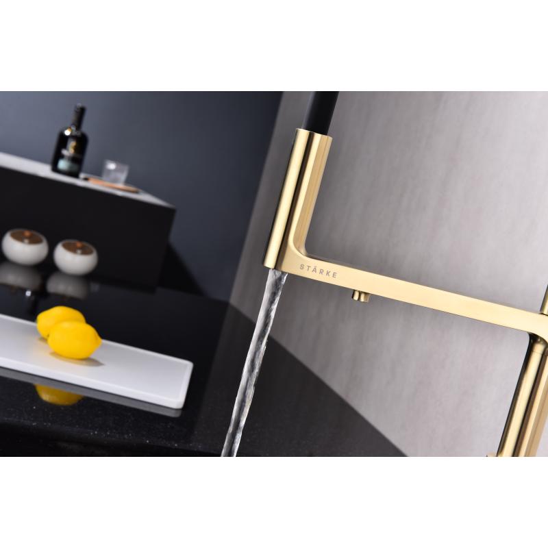 Смеситель для кухни Paulmark Tornado To213402-SBG Светлое брашированное золото