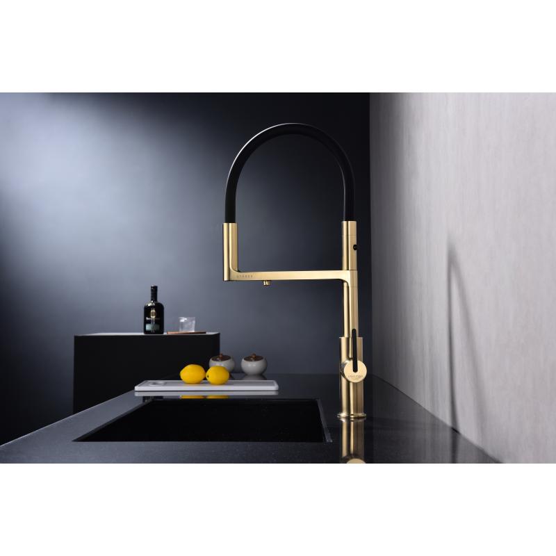 Смеситель для кухни Paulmark Tornado To213402-SBG Светлое брашированное золото