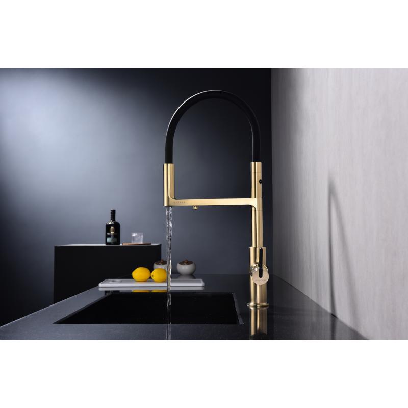 Смеситель для кухни Paulmark Tornado To213402-SBG Светлое брашированное золото