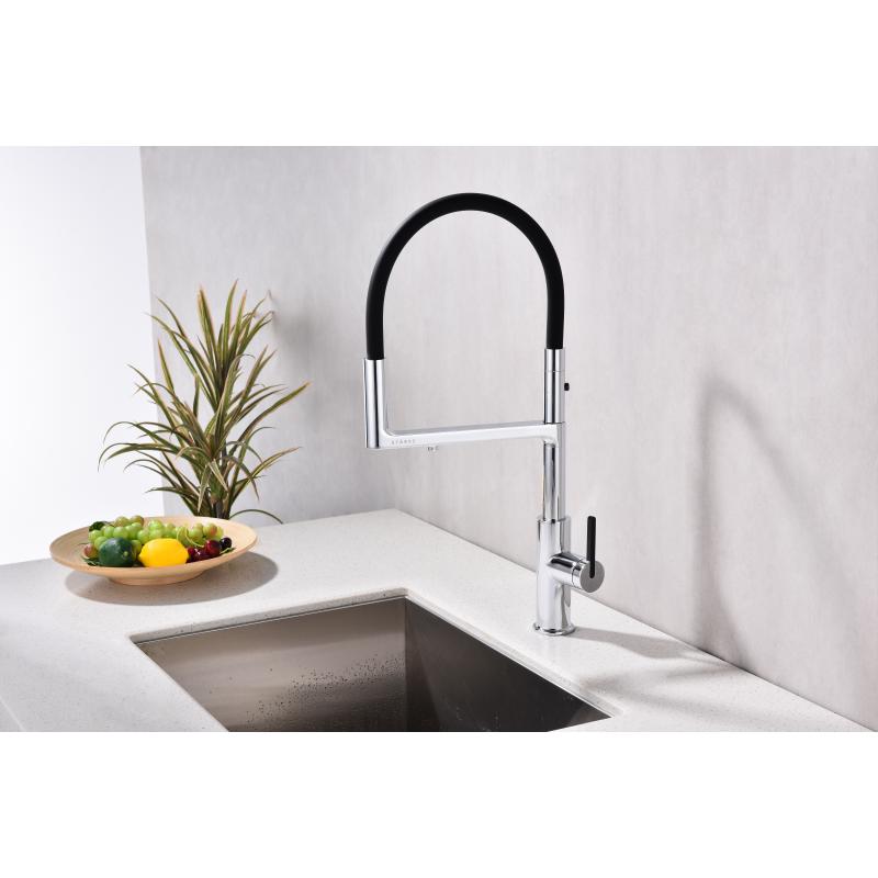 Смеситель для кухни Paulmark Tornado To213402-CR Хром Черный