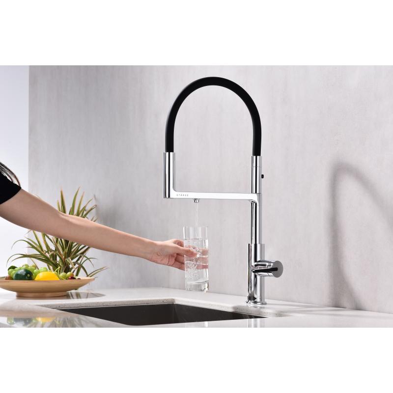 Смеситель для кухни Paulmark Tornado To213402-CR Хром Черный