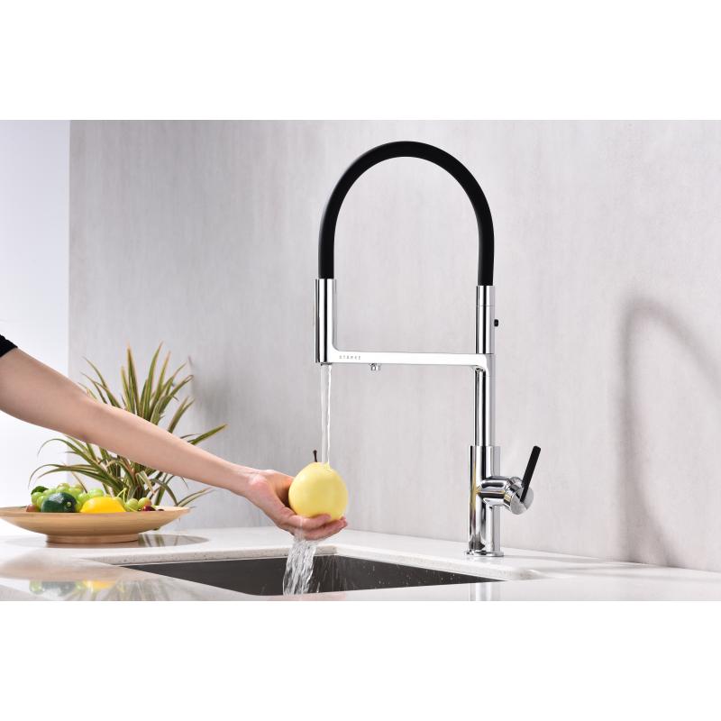 Смеситель для кухни Paulmark Tornado To213402-CR Хром Черный