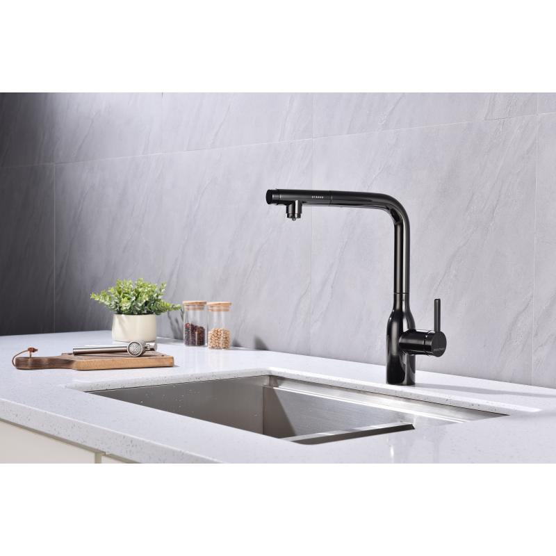 Смеситель для кухни Paulmark Viper Vi213105-GB Черный глянцевый