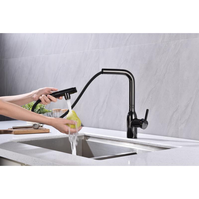 Смеситель для кухни Paulmark Viper Vi213105-GB Черный глянцевый