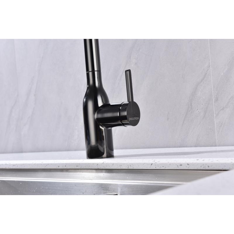 Смеситель для кухни Paulmark Viper Vi213105-GB Черный глянцевый