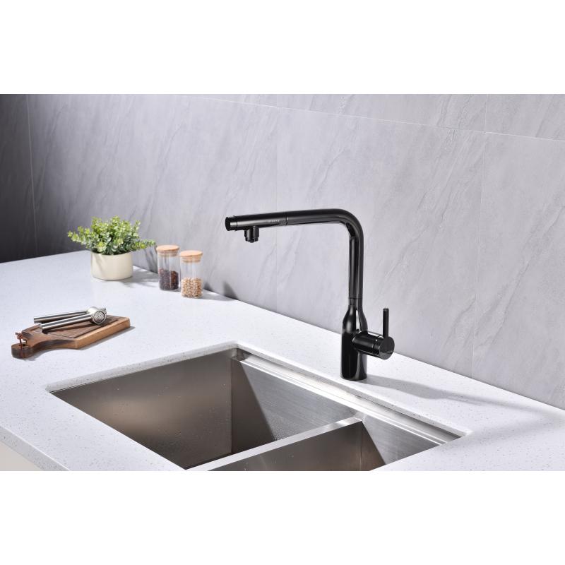 Смеситель для кухни Paulmark Viper Vi213105-GB Черный глянцевый