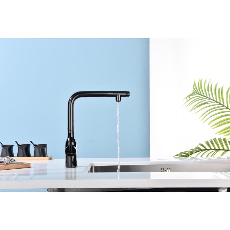 Смеситель для кухни Paulmark Viper Vi213105-GB Черный глянцевый