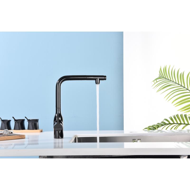 Смеситель для кухни Paulmark Viper Vi213105-GB Черный глянцевый