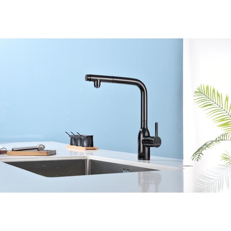 Смеситель для кухни Paulmark Viper Vi213105-GB Черный глянцевый