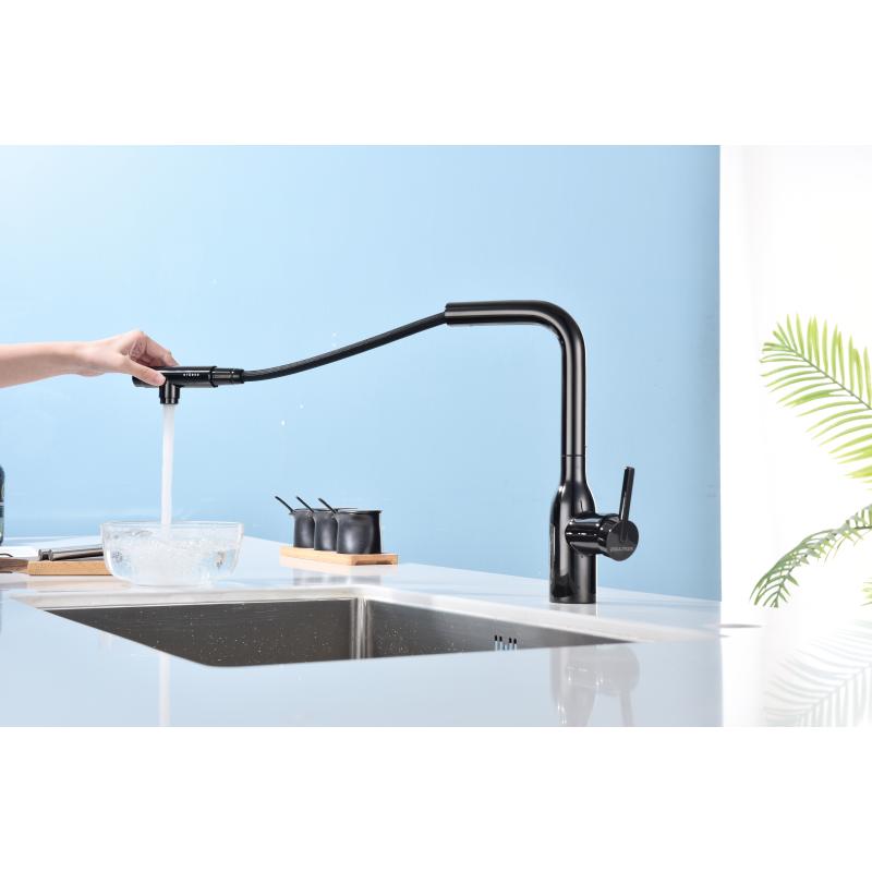 Смеситель для кухни Paulmark Viper Vi213105-GB Черный глянцевый