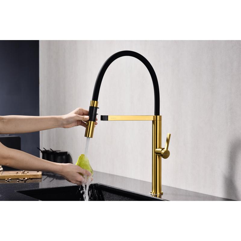 Смеситель для кухни Paulmark Leader Le214101-BG Брашированное золото