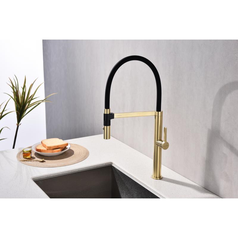 Смеситель для кухни Paulmark Leader Le214101-SBG Светлое брашированное золото